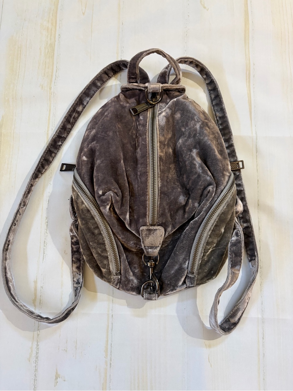 Rebecca Minkoff Pewter Velvet Mini Backpack